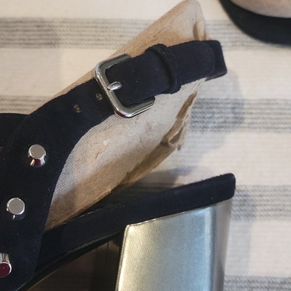 Prada Blue Suede Studded Sandals - Picture 10 of 16